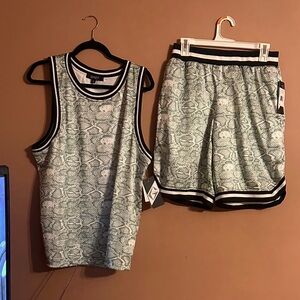 Men's Athletic Snake Print Shorts - Black and Gray